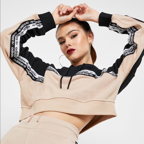 adidas cropped hoodie ash pearl